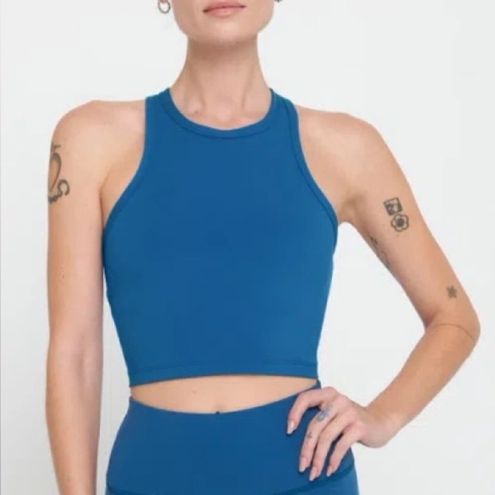 Spiritual Gangster Racerback Crop Tank, Topaz, Small